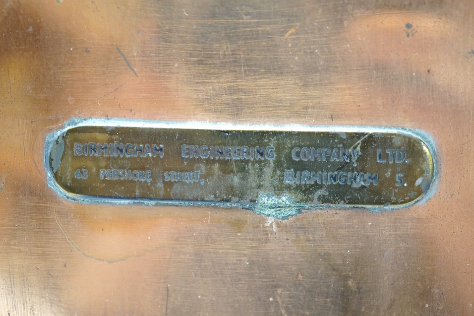 Two copper ship's bulkhead lamps, tallest 39cm. Condition - fair to good, some dents, wear etc.